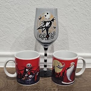 Tim Burton The Nightmare Before Christmas Stemless Wine Glass And Mugs Bundle